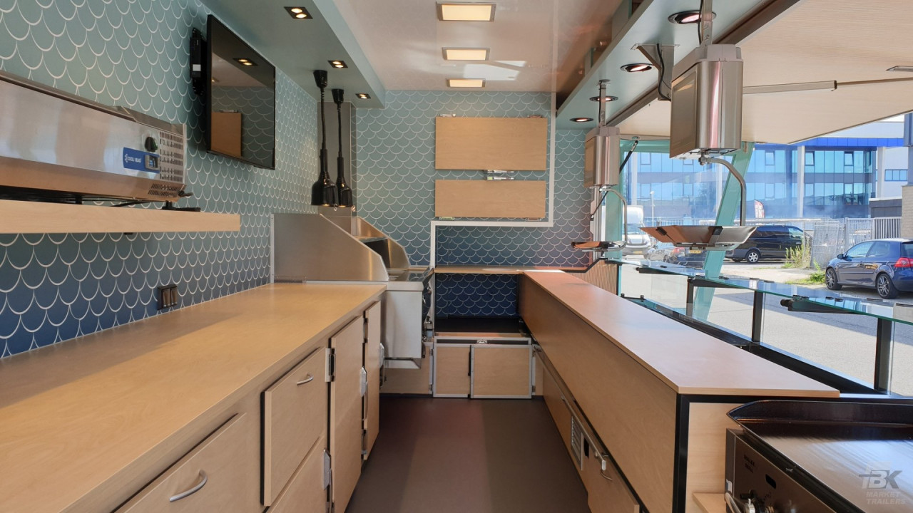 Binnenkant van een aanhangwagen voor vis