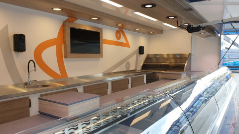 Binnenkant van een aanhangwagen voor vis