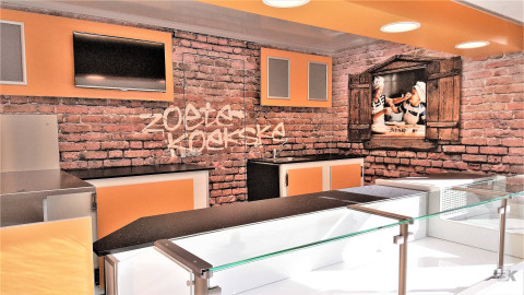 Binnenkant van een verkoopwagen voor koeken